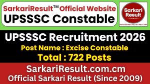 UPSSSC Excise Constable Recruitment 2026 — Uttar Pradesh Subordinate Services Selection Commission Excise Constable Recruitment 2026